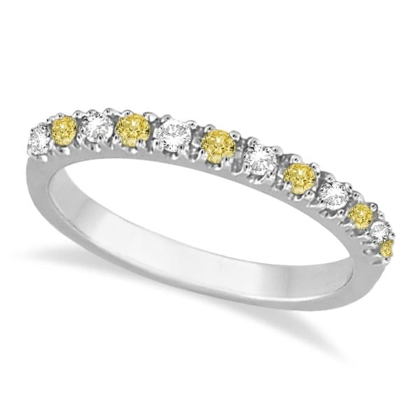 Yellow Canary and White Diamond Stackable Ring Band 14k Gold 0.25ctw: CENTER STONE; Diamond CENTER STONE CLARITY; SI CENTER STONE COLOR; Yellow CENTER STONE SETTING; Prong SIDE STONE CLARITY; SI SIDE STONE COLOR; J-K SIDE STONE SETTING; Prong ctw OF SIDE STONE: SIDE