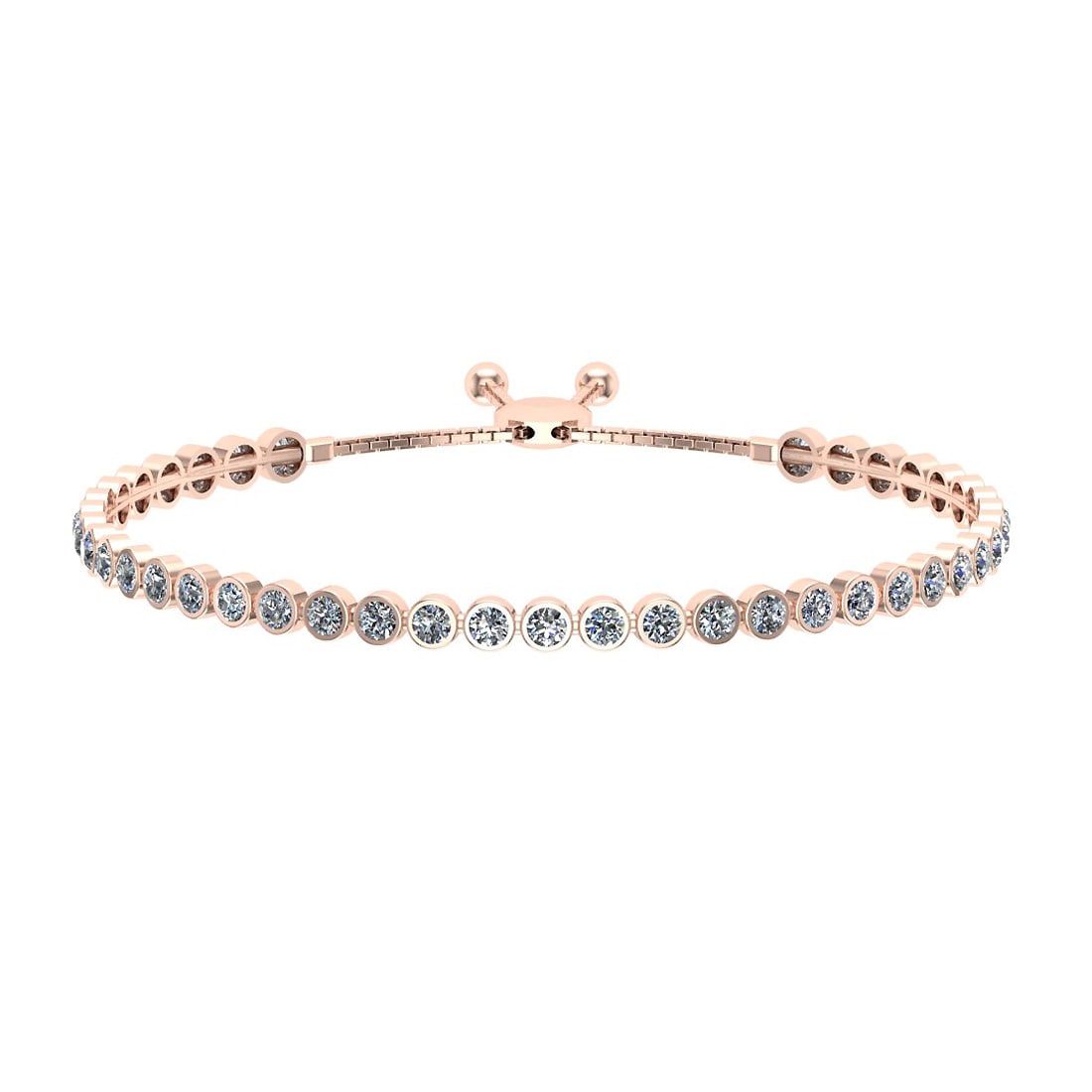 2.07 Ctw SI2/I1 Diamond Bezel Set 14K Rose Gold Slide Bracelet: Center Diamond Weight : 2.07 Ctw (Round Cut) Center Diamond Color :- J-K Center Clarity : SI2/I1 Stone Setting : Bezel Metal Weight : Approx 9.00 Gram 14K Rose Gold Slide Bracelet T0-2.5SB #PAPPS47905