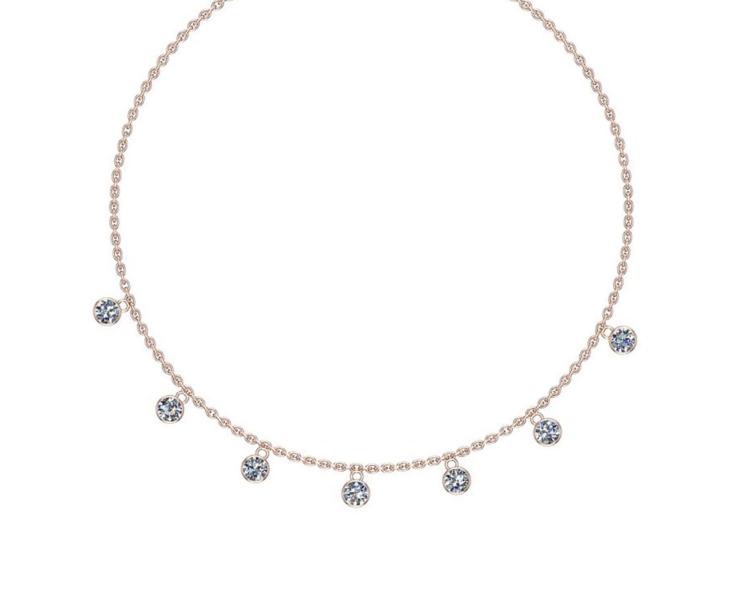 1.05 Ctw SI2/I1 Diamond 14K Rose Gold Station Necklace: Center Diamond Weight : 1.05 Ctw (Round Cut) Center Diamond Color :- J-K Center Clarity : SI2/I1 Stone Setting : Metal Weight : Approx 2.00 Gram 14K Rose Gold Station Necklace Size-17 Inch Dangling SJ