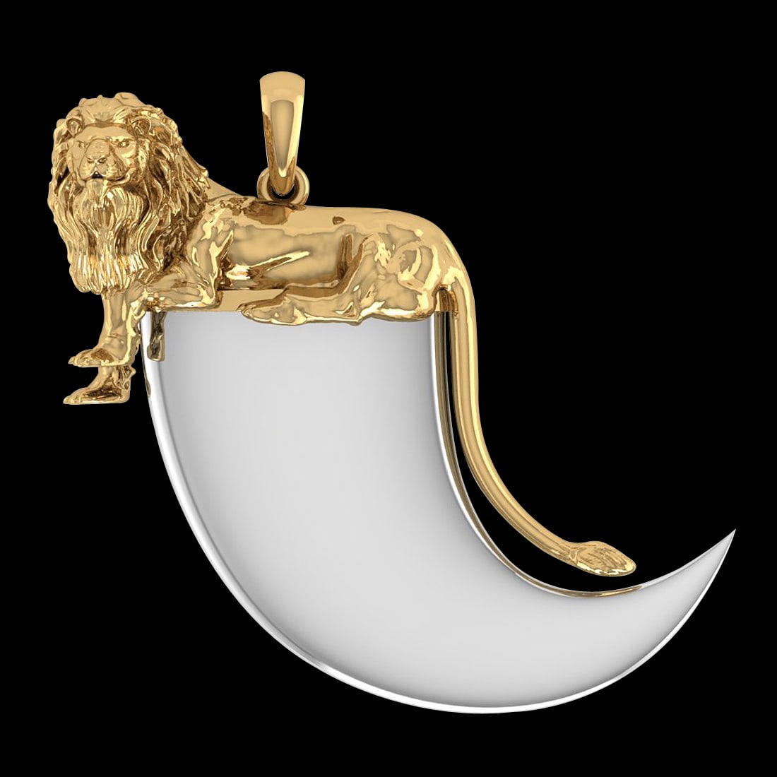 Lion Tooth Pendant 14K Yellow And White Gold Pendant Gold (1 of 2)