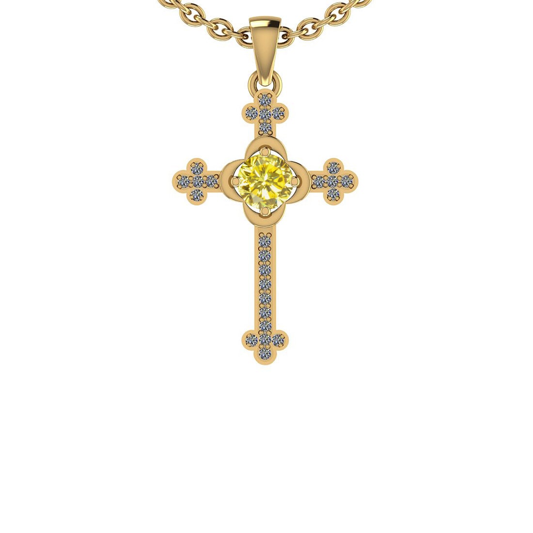 0.65 Ctw i2/i3 Treated Fancy Yellow And White Dimaond 14K Yellow Gold Penda (1 of 1)