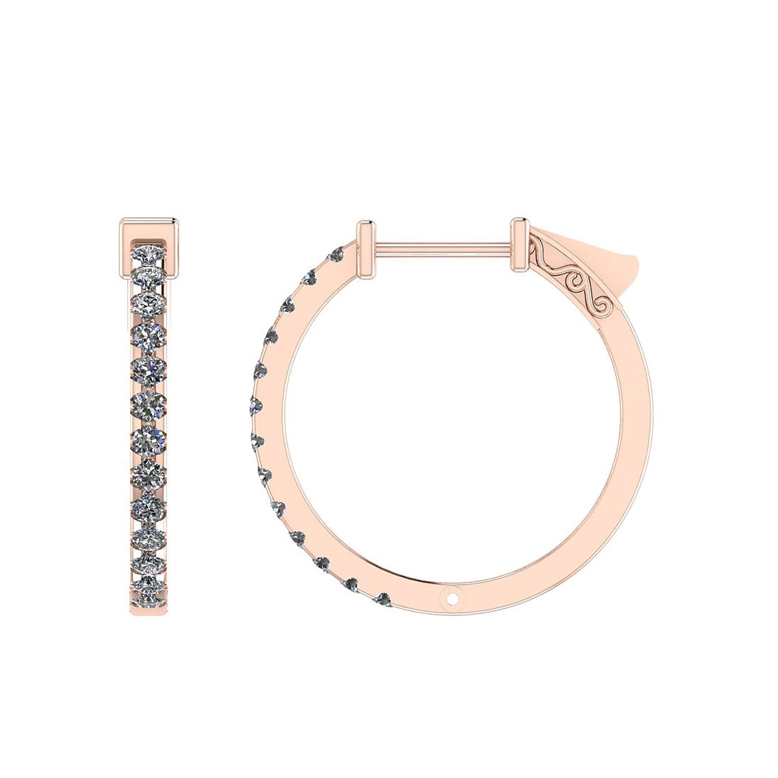 0.60 Ctw SI2/I1 Diamond Prong Set 14K Rose Gold Huggie Earrings (1 of 1)