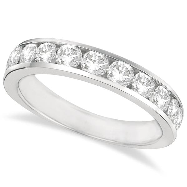 Channel-Set Round Diamond Ring Band 14k White Gold 1.25ctw: CENTER STONE; Diamond CENTER STONE CLARITY; SI CENTER STONE COLOR; J-K CENTER STONE SETTING; Channel SIDE STONE CLARITY; SIDE STONE COLOR; SIDE STONE SETTING; ctw OF SIDE STONE: SIDE STONE QUALITY; #P