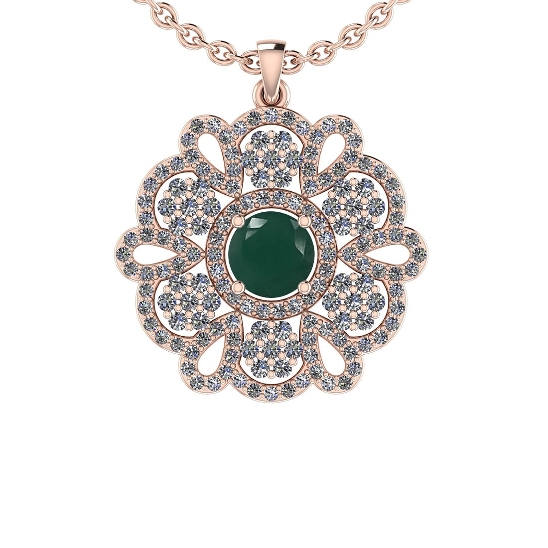 Certified 1.66 Ctw SI2/I1 Emerald And Diamond 14K Rose Gold Vintage Style E: Center Stone Weight : 0.68 Ctw ( Round Cut) Center Stone Color :-Emerald Center Stone Setting : Prong Side Stone Weight Of Ctw 0.98 Ctw Side Stone Color : J-K Stone Clarity : SI2/I1 Stone Setting : Pr