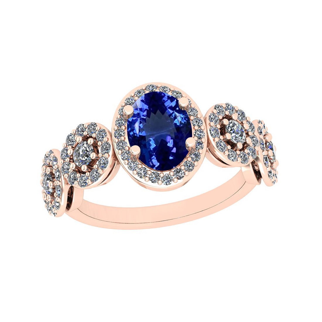3.55 Ctw VS/SI1 Tanzanite And Diamond 18K Rose Gold Bridal Style Wedding Ri: Center Stone Weight : 2.66 Ctw (Oval Cut) Center Stone Color :-Tanzanite Center Stone Setting : Prong Side Stone Weight Of Ctw 0.89 Ctw Side Stone Color : G-H Stone Clarity : VS/SI1 Stone Setting : Pr