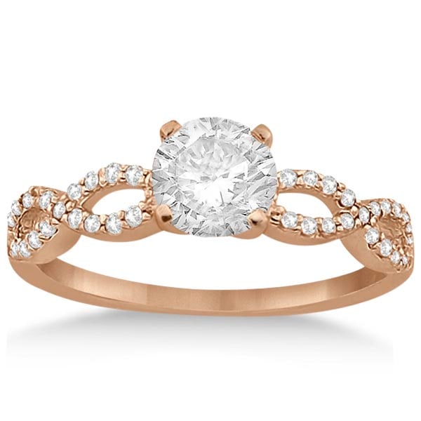 Twisted Infinity Diamond Engagement Ring Setting 14K Rose Gold 1.21ctw: CENTER STONE; DIAMOND (1.00 CTW) CENTER STONE CLARITY; SI1-SI2 CENTER STONE COLOR; J-K CENTER STONE SETTING; SIDE STONE CLARITY; SI1-SI2 SIDE STONE COLOR; J-K SIDE STONE SETTING; Micro Pave ctw OF SID