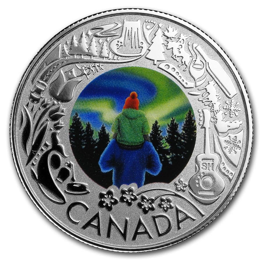 2019 RCM 1/4 oz Ag $3 Celebrating Canadian Fun: Aurora Borealis: 2019 RCM 1/4 oz Ag $3 Celebrating Canadian Fun: Aurora Borealis #PAPPS98504v15