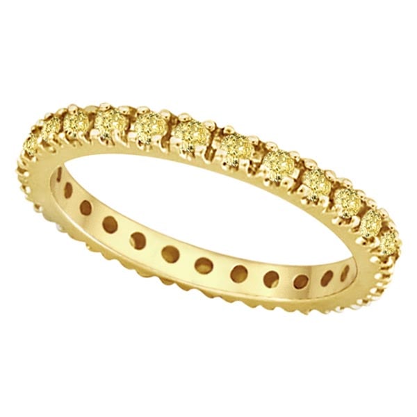 Fancy Yellow Canary Diamond Eternity Ring Band 14K Yellow Gold 0.51ctw: CENTER STONE; Diamond CENTER STONE CLARITY; SI CENTER STONE COLOR; Yellow CENTER STONE SETTING; Prong SIDE STONE CLARITY; SIDE STONE COLOR; SIDE STONE SETTING; ctw OF SIDE STONE: SIDE STONE QUALITY; #