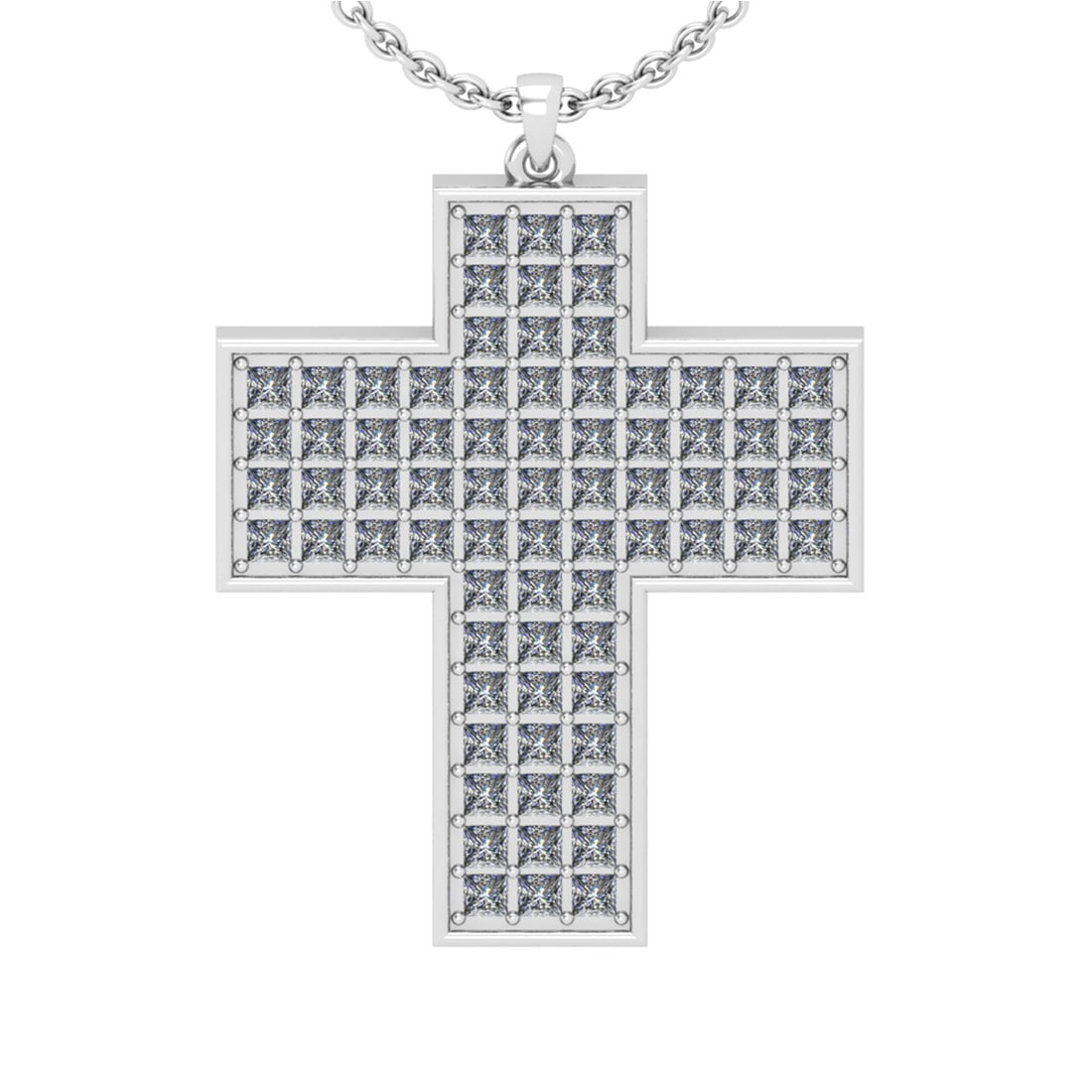 4.44 Ctw SI2/I1 Diamond 14K White Gold Cross Pendant Necklace: Total Diamond Weight : 4.44 Ctw (Princess Cut) Color : J-K Setting : Prong Stone Clarity : SI2/I1 Metal Weight : Approx 10.50 Gram 14K White Gold Cross Pendant Necklace #PAPPS91480v7