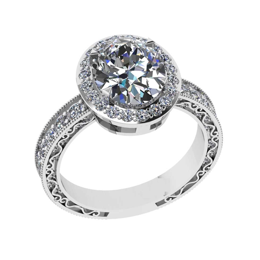 3.21 Ctw SI2/I1 Diamond 14K White Gold Engagement Halo Ring: Center Diamond Weight : 2.50 Ctw ( Oval Cut GIA ) Center Diamond Color :-J-K Center Stone Setting : Prong Clarity : SI2/I1 Total Weight Of Ctw 0.71 Ctw Color : J-K Clarity : SI2/I1 Stone Setting : Pro