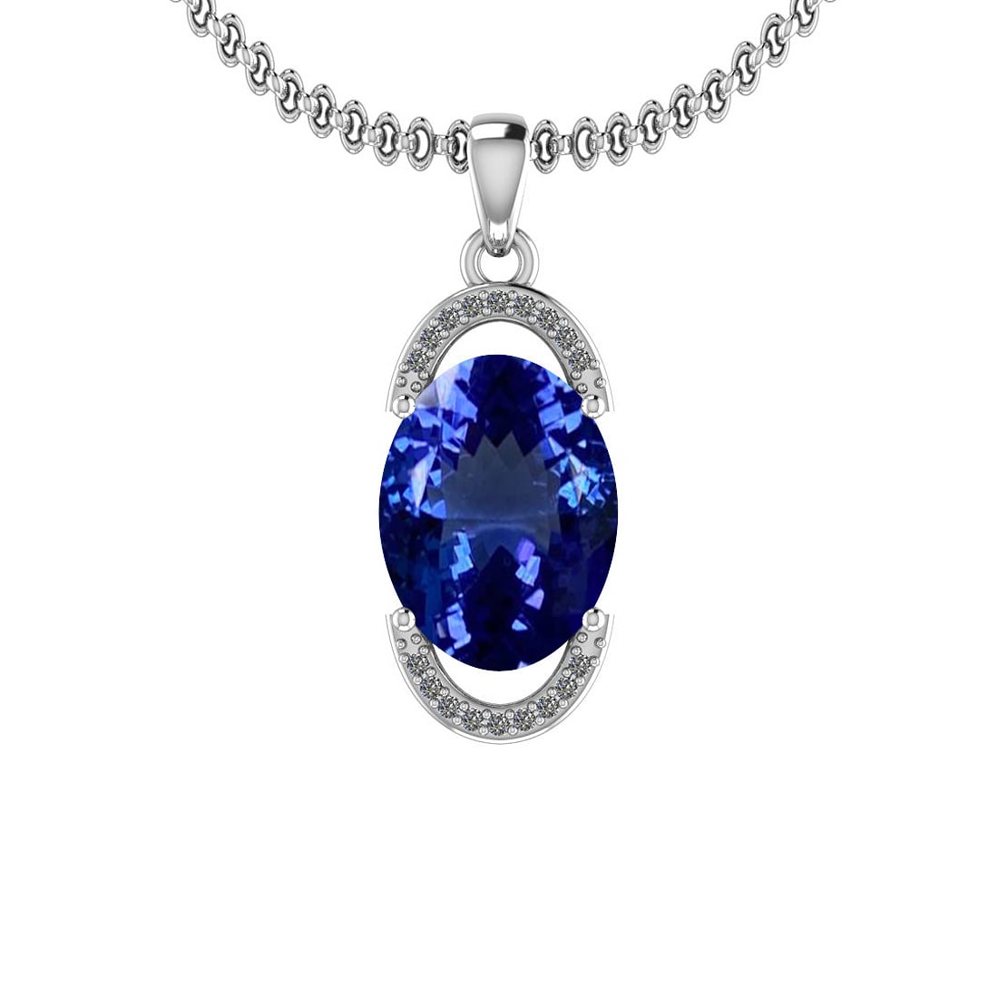 Certified 4.54 Ctw VS/SI1 Tanzanite And Diamond 14K Yellow Gold Plated Plat: Center Stone Approx Weight: 4.44 Ctw (1 Pcs Oval Cut) Center Stone Color: Tanzanite Center Stone Setting: Prong Side Stone 0.10 Ctw Side Stone Color: G-H Stone Clarity: VS/SI1 Stone Setting: Prong Met