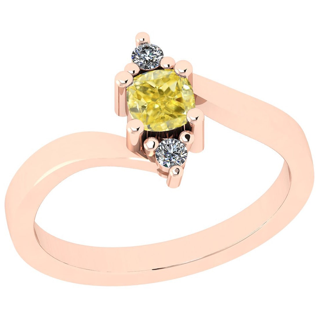 Certified 0.57 Ct GIA Certified Natural Fancy Yellow Diamond And White Diam: Center Stone Approx Weight: 0.51 Ctw (1psc Cushion Cut) GIA Certified Center Stone Color: Natural Fancy Yellow Diamond Center Stone Clarity: I1/I1 Stone Setting: Prong Side Stone Approx Weight: 0.06 c
