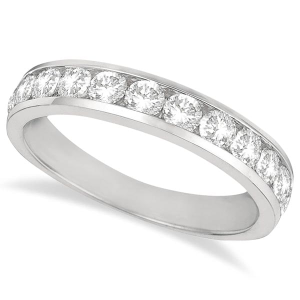 Channel-Set Diamond Anniversary Ring Band 14k White Gold 1.05ctw: CENTER STONE; Diamond CENTER STONE CLARITY; SI CENTER STONE COLOR; J-K CENTER STONE SETTING; Channel SIDE STONE CLARITY; SIDE STONE COLOR; SIDE STONE SETTING; ctw OF SIDE STONE: SIDE STONE QUALITY; #P