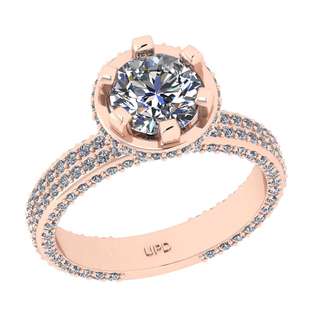 2.37 Ctw SI2/I1 Diamond 14K Rose Gold Engagement Ring: Center Diamond Weight : 1.25 Ctw ( Round Cut GIA ) Center Diamond Color :-J-K Center Stone Setting : Prong Clarity : SI2/I1 Total Weight Of Ctw 1.12 Ctw Color : J-K Clarity : SI2/I1 Stone Setting :