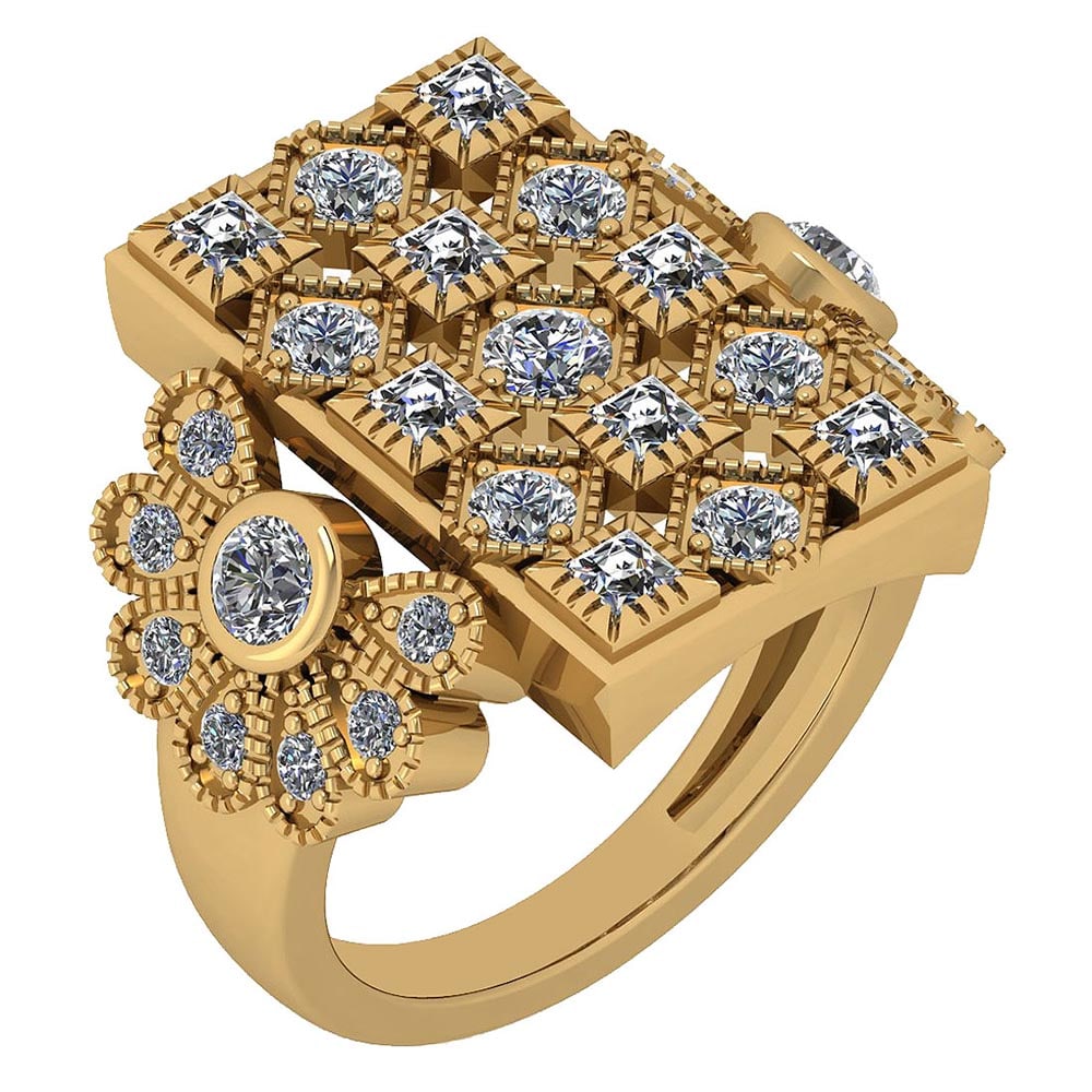 Certified 1.38 Ctw Diamond VS/SI1 Antique Styles 14k Yellow Gold Ring Made: Center Stone Approx Weight ; 0.48 Ctw (6 Pcs Princess) Center Stone Color :White G-H Diamond Stone Clarity: VS/SI1 Center Stone Setting ; Prong Side Stone (28 Pcs Round Cut Diamond) 0.90 ctw Side Ston