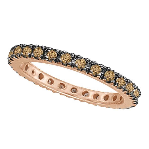 Champagne Diamond Eternity Ring Band in 14k Rose Gold 0.50ctw: CENTER STONE; Diamond CENTER STONE CLARITY; SI CENTER STONE COLOR; Brown CENTER STONE SETTING; Prong SIDE STONE CLARITY; SIDE STONE COLOR; SIDE STONE SETTING; ctw OF SIDE STONE: SIDE STONE QUALITY; #P