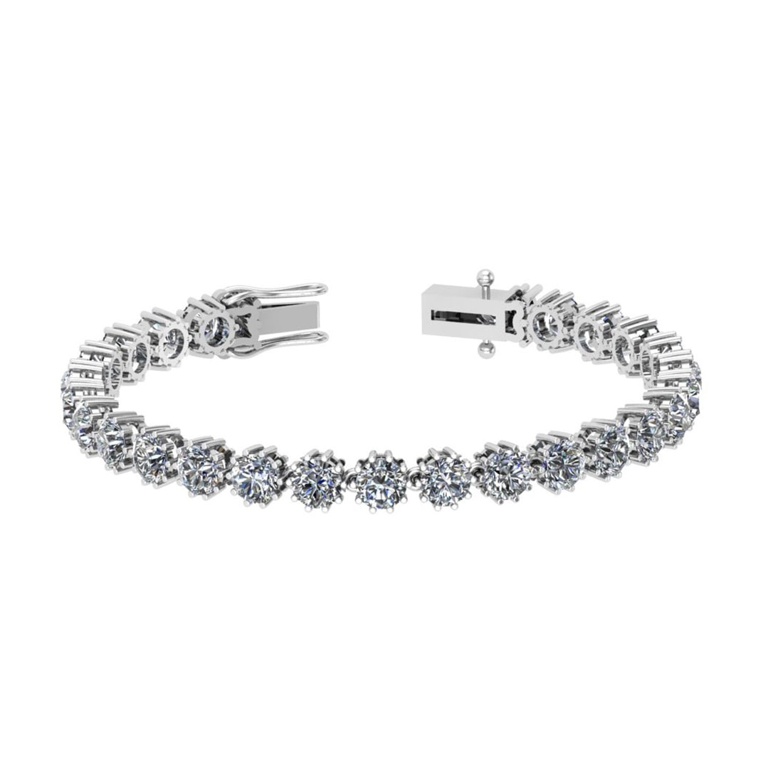 Certified 12.50 Ctw Diamond SI2/I1 Bracelet 14K White Gold Made In USA: Diamond Stone Weight Approx ; 12.50 Ctw (25 Pcs Round) Diamond Stone Color: White G-H Diamond Stone Clarity: SI2/I1 Stone Setting: Prong Metal Weight Approx: 10.20 Gram 14K White Gold Bracelet Made In