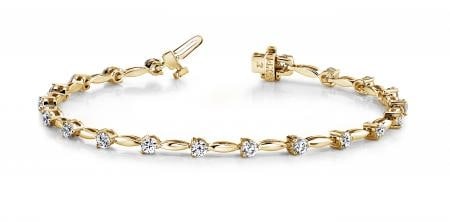 14K YELLOW GOLD 1 CTW G-H I1/I2 ALTERNATING DIAMOND DROP BRACELET (1 of 1)