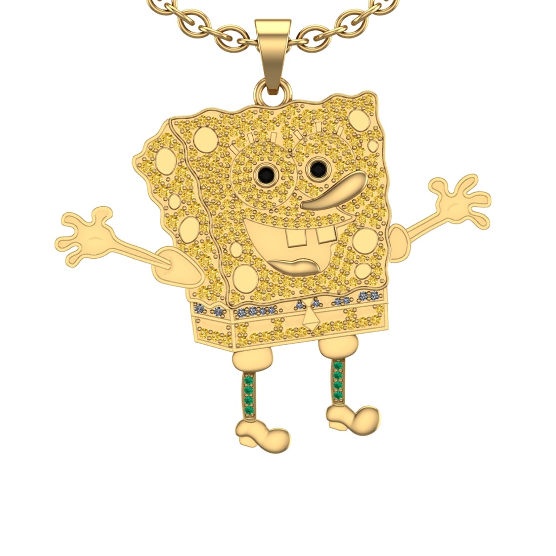 1.55 Ctw SI2/I1 Treted Fancy Black,Yellow and White Diamond 14K Yellow Gold (1 of 1)