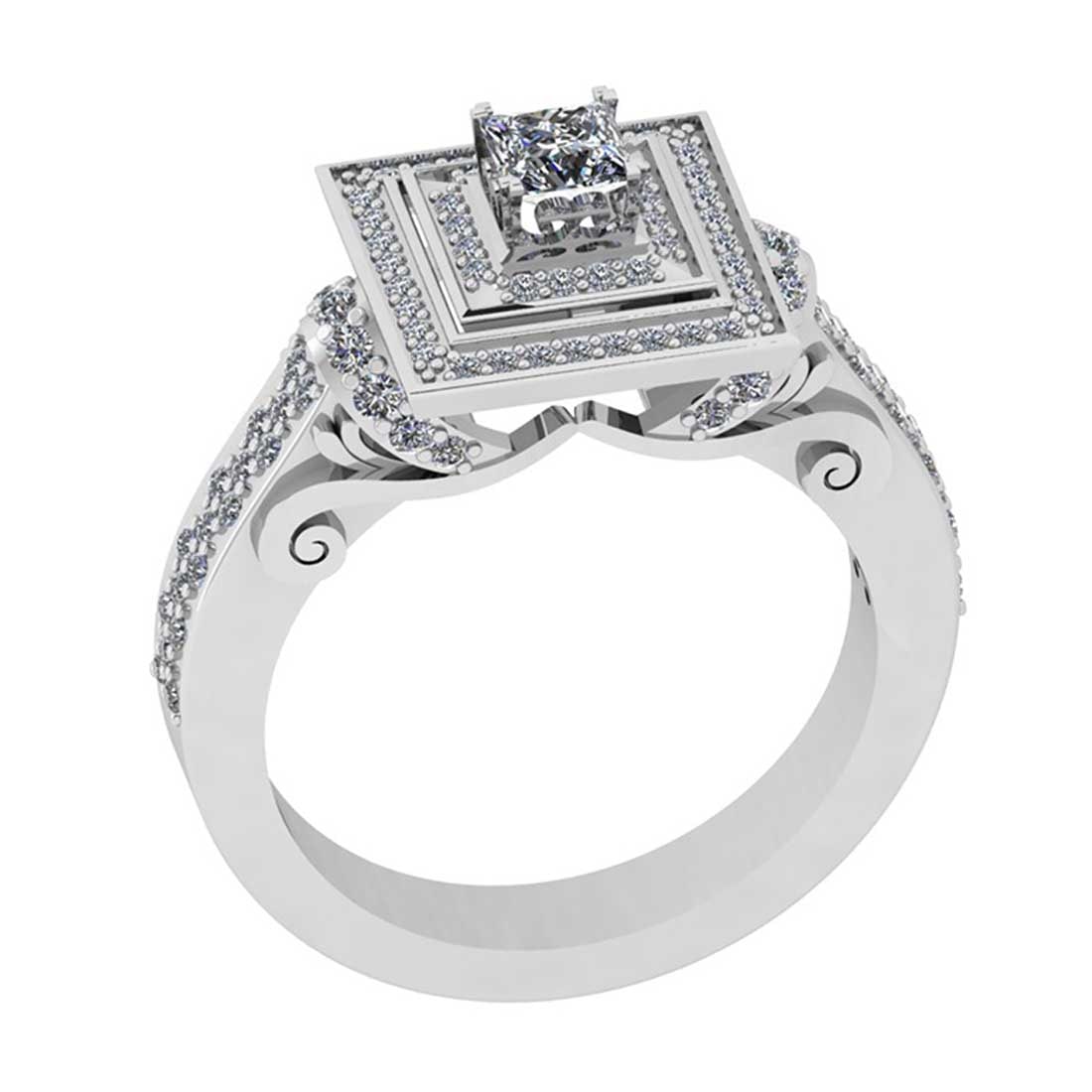 1.10 Ctw SI2/I1 Diamond Style 14K White Gold Vintage Style Ring: Center Diamond Weight : 0.39 Ctw ( Princess Cut) Center Diamond Color : J-K Center Stone Setting : Prong Center Stone Clarity : SI2/I1 Side Stone Weight Of Ctw 0.71 Ctw Side Stone Color : J-K Stone Cl