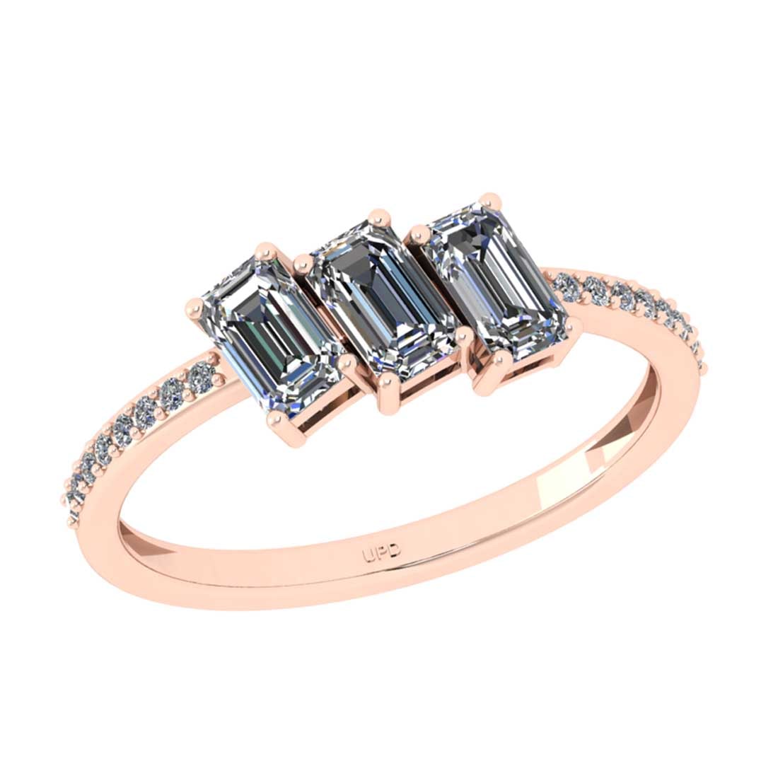 0.83 Ctw SI2/I1 Diamond 18K Rose Gold Engagement Ring: Center Diamond Weight : 0.75 Ctw ( Emerald Cut) Center Diamond Color :-J -K Center Stone Setting : Prong Clarity : SI2/I1 Total Weight Of Ctw 0.08 Ctw Color : J -K Clarity : SI2/I1 Stone Setting :
