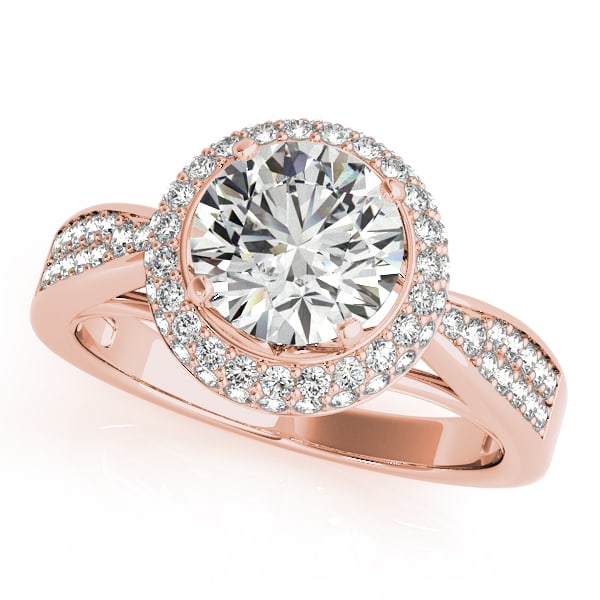 CERTIFIED 18K ROSE GOLD 0.86 CTW J-K/VS-SI1 DIAMOND HALO ENGAGEMENT RING (1 of 1)