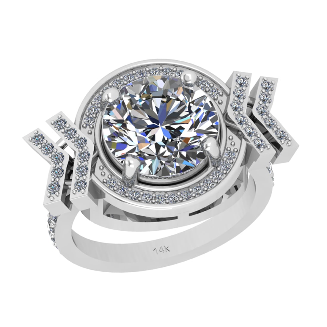 2.50 Ctw SI2/I1 Diamond 14K White Gold Engagement Ring: Center Diamond Weight : 2.00 Ctw (Round Cut) Center Diamond Color : J-K Center Stone Setting : Prong Center Stone Clarity :SI2/I1 Side Stone Weight Of Ctw 0.50 Ctw Side Stone Color : J-K Stone Clarity