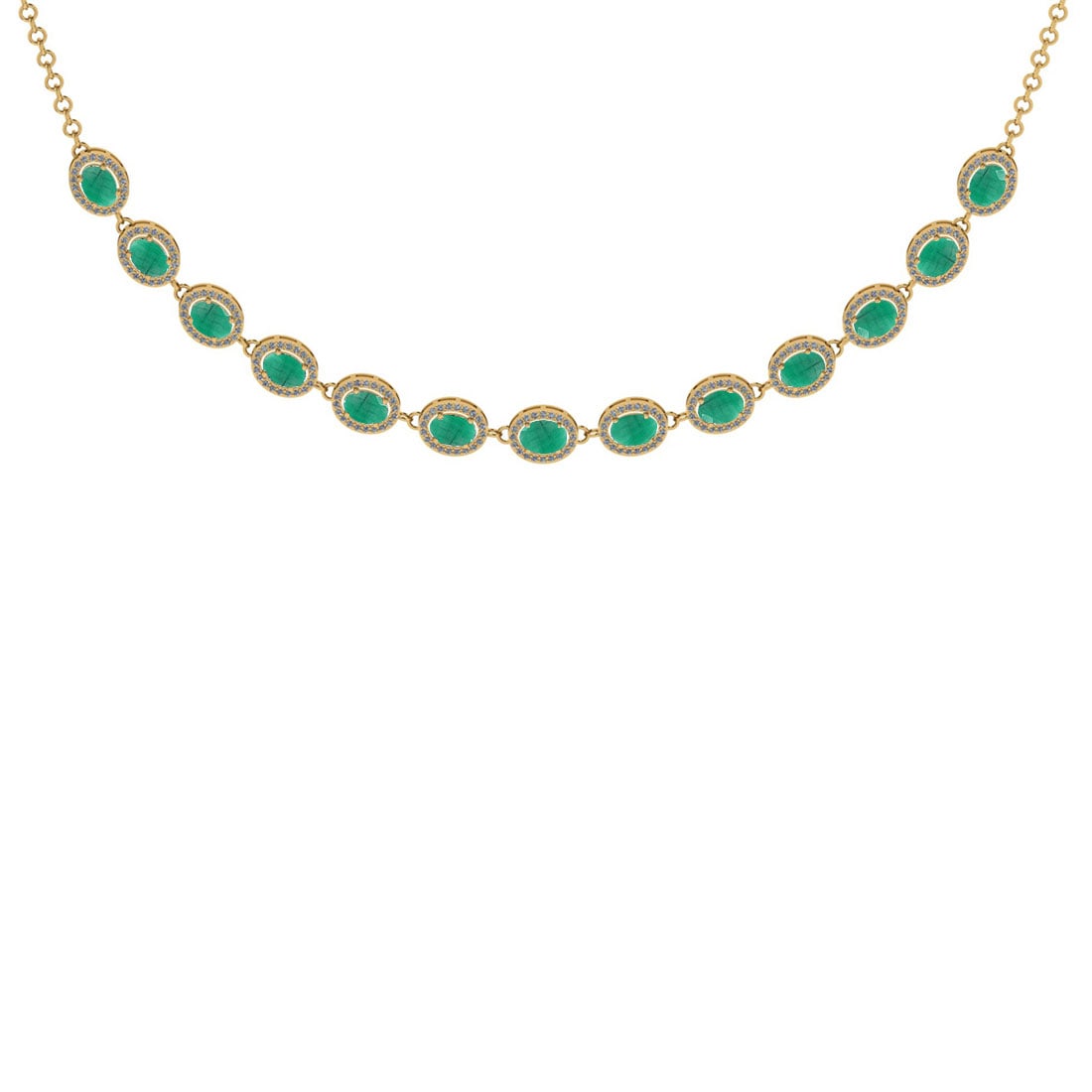 11.30 Ctw VS/SI1 Emerald And Diamond 14K Yellow Gold Girls Fashion Necklace (1 of 1)