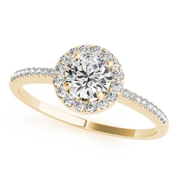 CERTIFIED 18K YELLOW GOLD 1.10 CTW J-K/VS-SI1 DIAMOND HALO ENGAGEMENT RING (1 of 1)