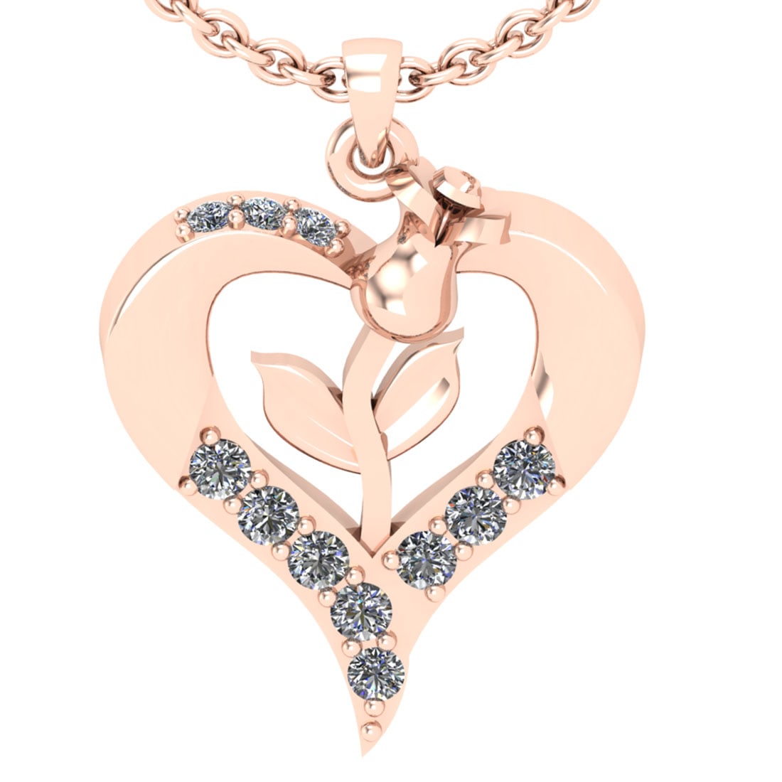 0.10 Ctw SI2/I1 Diamond 14K Rose Gold Pendant Necklace (1 of 1)