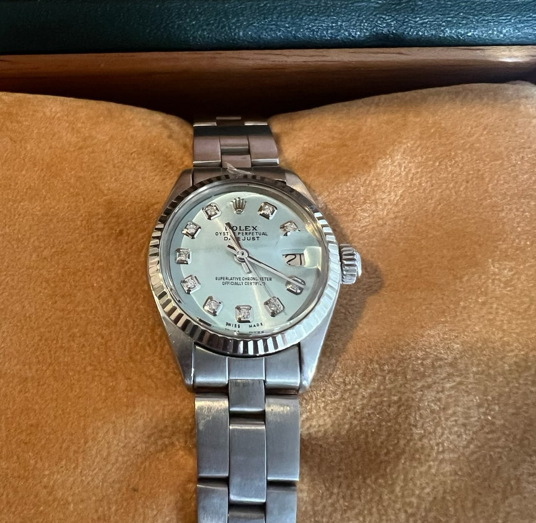 Custom Diamond Dial Stainless Steel Oysterperpetual Rolex Comes with Box & (1 of 1)