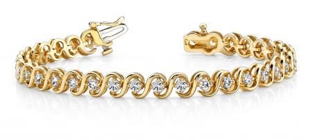 14K YELLOW GOLD 1 CTW G-H SI2/SI3 S LINK DIAMOND BRACELET (1 of 1)