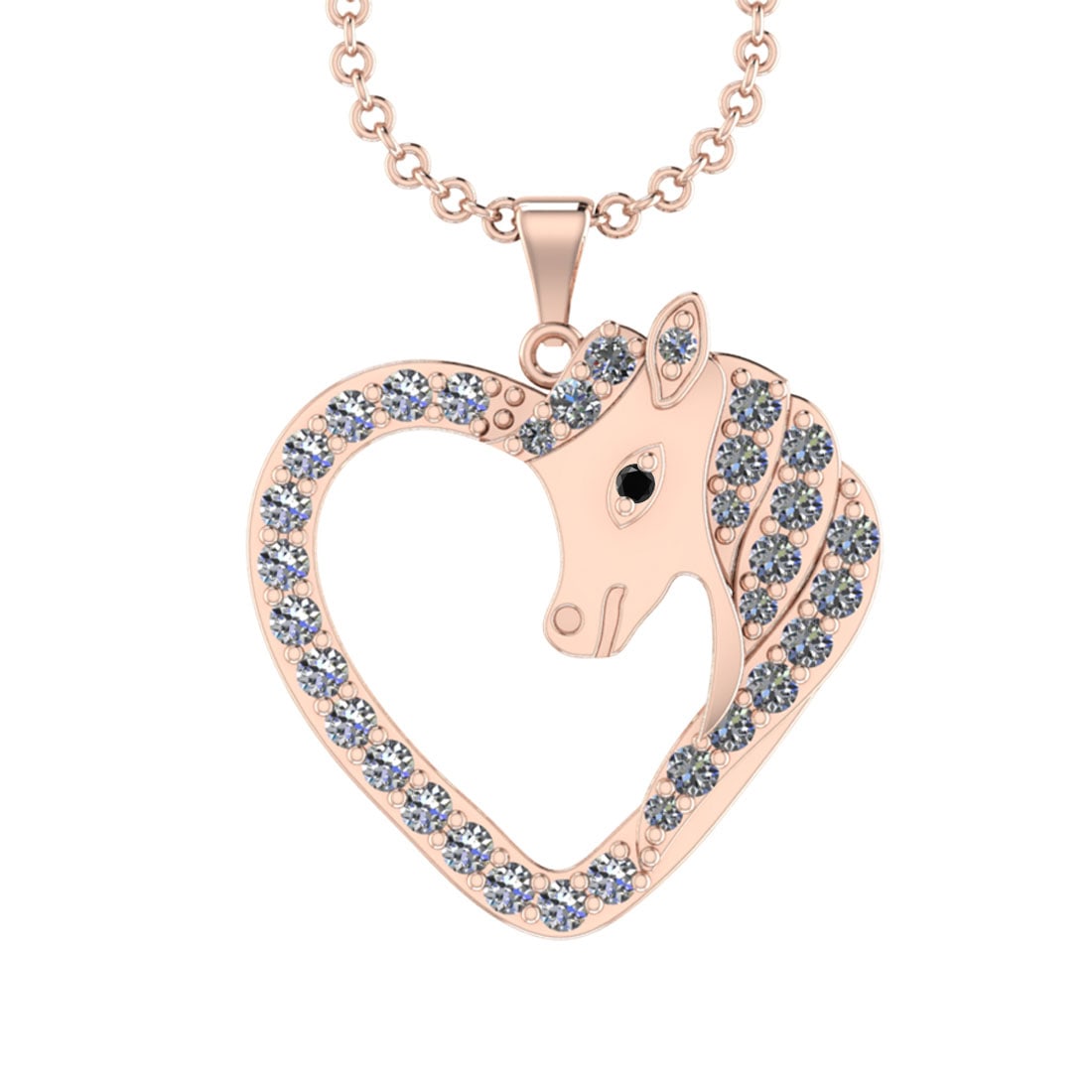 0.78 Ctw SI2/I1 Treated Fancy Black Diamond 14K Rose Gold Pendant Necklace: Eye Diamond Weight :- 0.02 ctw Eye Color :-Treated Fancy Black Diamond Clarity : SI2/I1 Side Diamond Weight : 0.76 Ctw (Round Cut) Center Diamond Color :- J-K Center Clarity : SI2/I1 Stone Setting : P