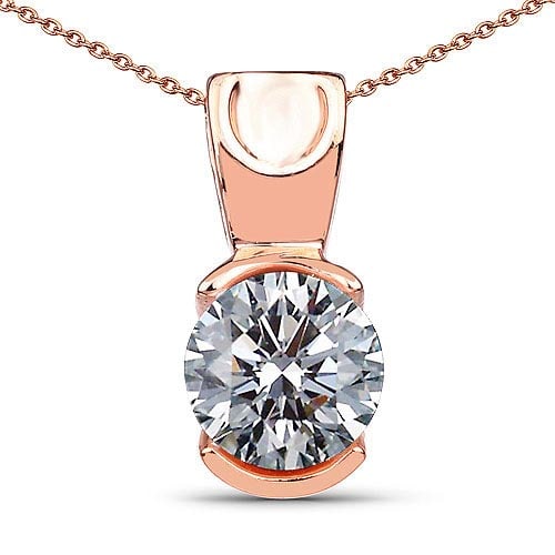 Certified .75 CTW Round Diamond 14K Rose Gold Pendant: Center Stone .75 CTW Round Diamond Center Stone Clarity:SI1-SI2 Center Stone Color : White Diamond Stone Setting ;Prong 14K Rose Gold Pendant #PAPPS92309v5