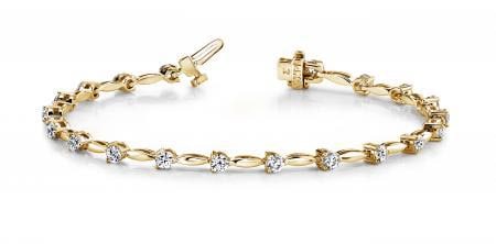 14KT YELLOW GOLD 1 CTW G-H VS2/SI1 ALTERNATING DIAMOND DROP BRACELET (1 of 1)