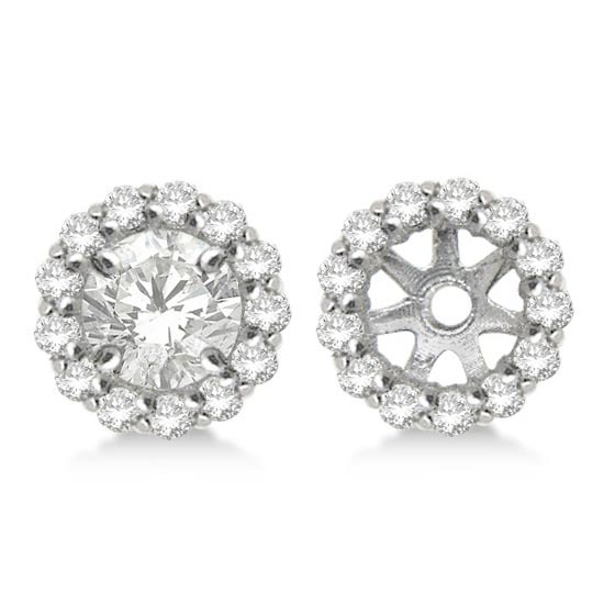 Round Diamond Earring Jackets for 4mm Studs 14K White Gold 0.35ctw (1 of 1)