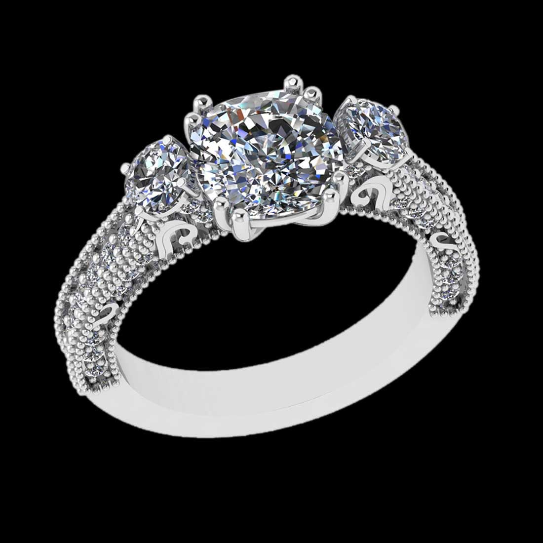 2.98 Ctw SI2/I1 Diamond 18K White Gold Engagement Ring: Center Diamond Weight : 2.00 Ctw ( 1pec Cushion Cut) Center Diamond Color :-G-H Setting : Prong Side Weight Of Ctw 0.98 Ctw Color : G-H Clarity : SI2/I1 Stone Setting : Prong Metal Weight : Approx