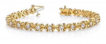 14KT YELLOW GOLD 2 CTW G-H VS2/SI1 FACETED X LINK BRACELET: 14KT YELLOW GOLD 2 CTW G-H VS2/SI1 FACETED X LINK BRACELET #PAPPS20115v5