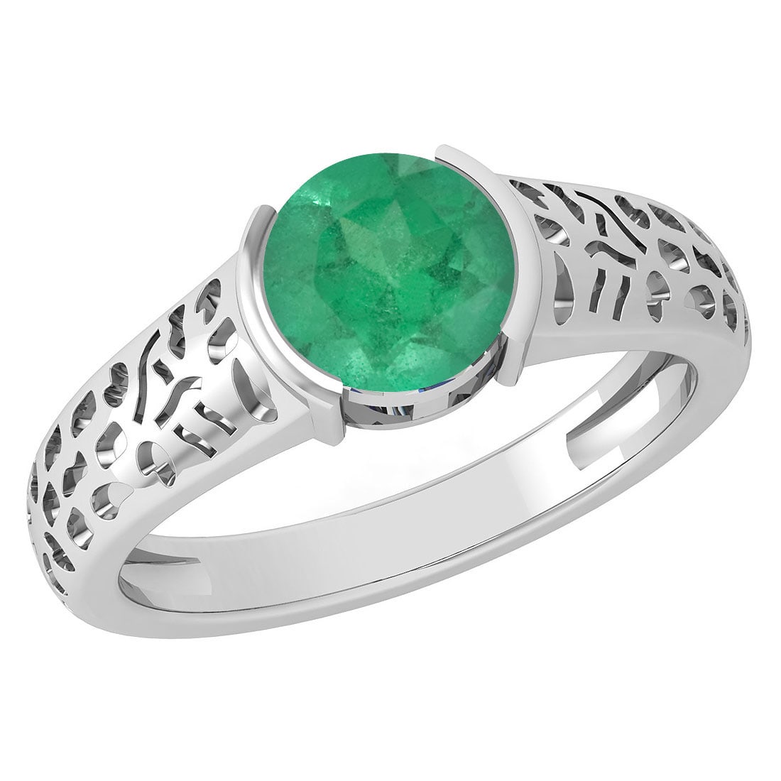 Certified 1.25 Ctw Emerald 18K White Gold Solitaire Ring: Color Stone Weight: 1.25 Ctw (1 Pcs Round) Center Stone Color: Emerald Center Stone Setting: Tension Metal Weight Approx: 3.40 Gram 18K Yellow Gold Solitaire Ring #PAPPS19788v6