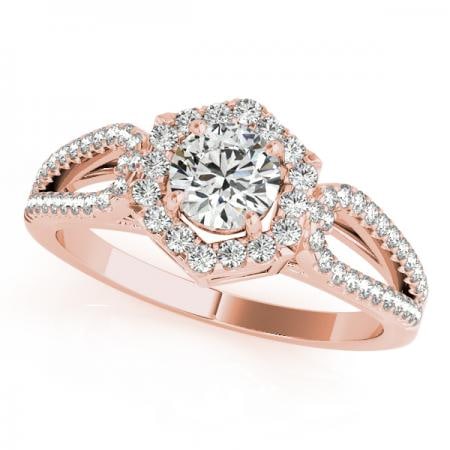 Certified 0.85 Ctw SI2/I1 Diamond 14K Rose Gold Engagement Halo Ring: Center Diamond Approx Weight: 0.50 Ctw (Round Cut) Center Color: J-K Center Stone Clarity: SI2/I1 Center Stone Setting: Prong Side Stone 0.35 Ctw Side Stone Color: J-K Stone Clarity: SI2/I1 Stone Sett