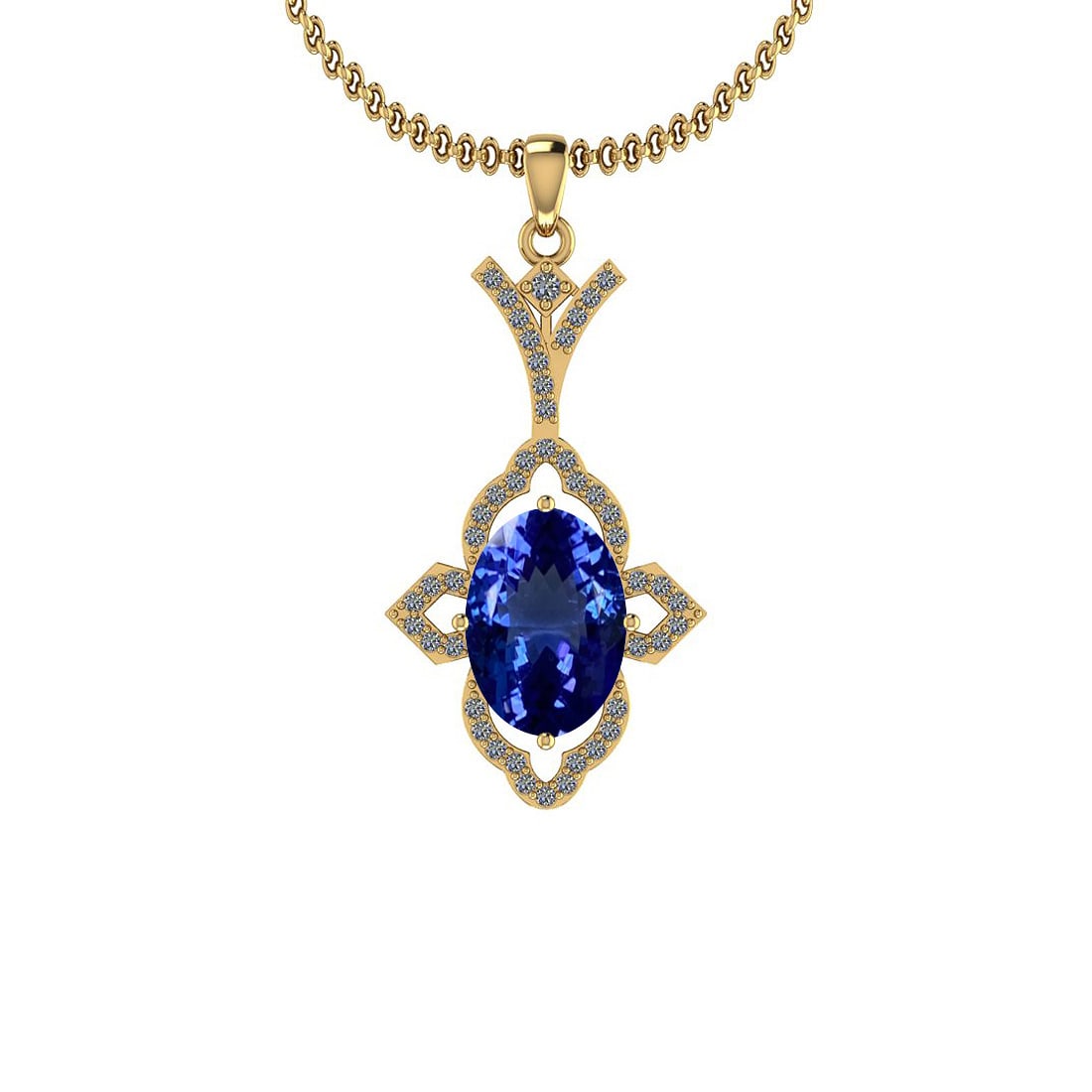 Certified 5.58 Ctw VS/SI1 Tanzanite And Diamond 14K Yellow Gold Vintage Sty: Center Stone Approx Weight: 5.30 Ctw (1 Pcs Oval Cut) Center Stone Color: Tanzanite Center Stone Setting: Prong Side Stone 0.28 Ctw Side Stone Color: G-H Stone Clarity: VS/SI1 Stone Setting: Prong