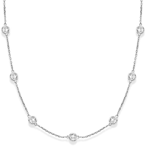 Station Bezel-Set Necklace in 14k White Gold 4.00ctw: CENTER STONE; Diamond CENTER STONE CLARITY; SI CENTER STONE COLOR; J-K CENTER STONE SETTING; Bezel SIDE STONE CLARITY; SIDE STONE COLOR; SIDE STONE SETTING; ctw OF SIDE STONE: SIDE STONE QUALITY; #PAP