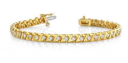 14KT YELLOW GOLD 1 CTW G-H VS2/SI1 Z LINK PRONG SET DIAMOND TENNIS BRACELET: 14KT YELLOW GOLD 1 CTW G-H VS2/SI1 Z LINK PRONG SET DIAMOND TENNIS BRACELET #PAPPS20156v5