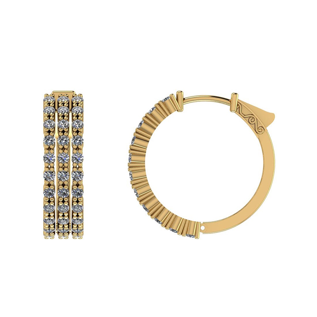 0.90 Ctw SI2/I1 Diamond Prong Set 14K Yellow Gold Huggie Earrings (1 of 1)