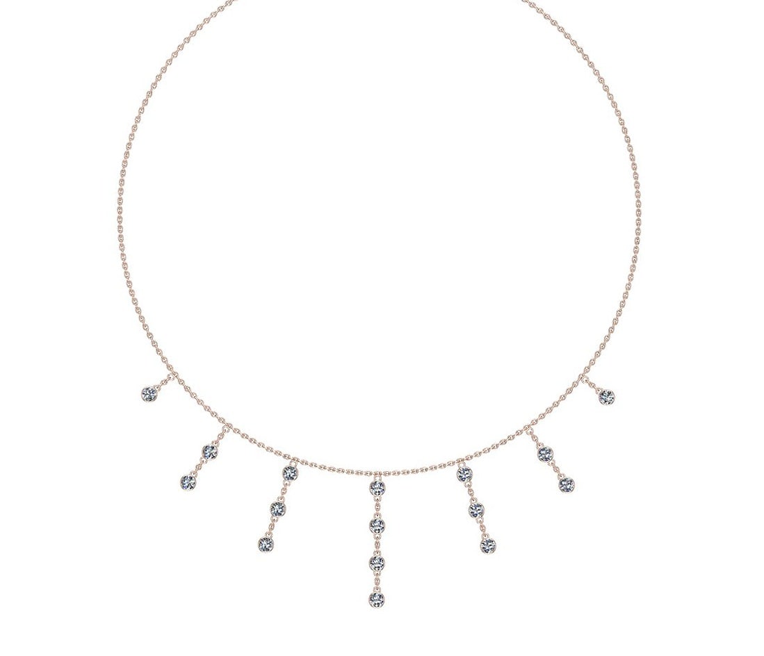 1.60 Ctw SI2/I1 Diamond 14K Rose Gold Station Necklace: Center Diamond Weight : 1.60 Ctw (Round Cut) Center Diamond Color :- J-K Center Clarity : SI2/I1 Stone Setting : Metal Weight : Approx 5.50 Gram 14K Rose Gold Station Necklace Size-18 Inch SJT40-3.0N