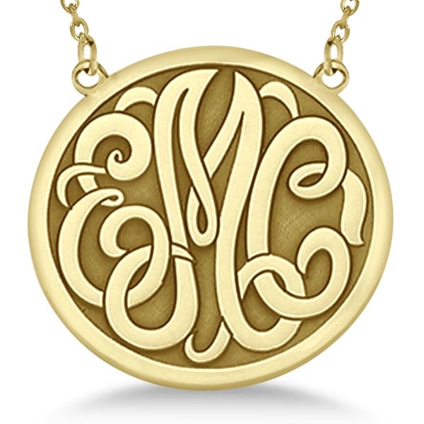 Engraved Initial Circle Monogram Pendant Necklace in 14k Yellow Gold: CENTER STONE; CENTER STONE CLARITY; CENTER STONE COLOR; CENTER STONE SETTING; SIDE STONE CLARITY; SIDE STONE COLOR; SIDE STONE SETTING; ctw OF SIDE STONE: SIDE STONE QUALITY; #PAPPS21190v3