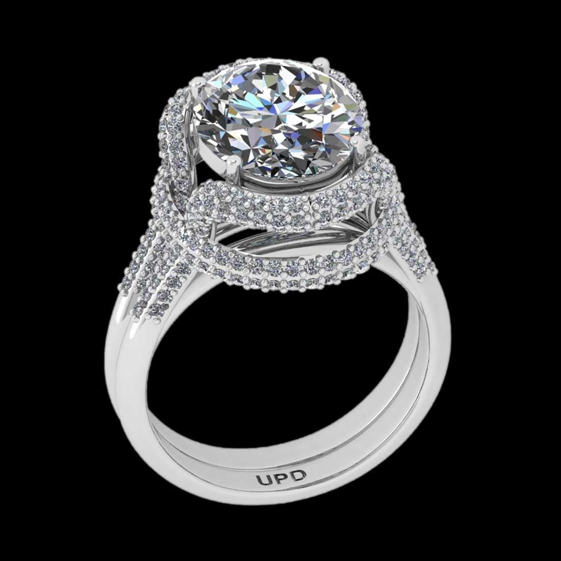 4.84 Ctw VS/SI1 Diamond14K White Gold Vintage Style Ring: Center Diamond Weight : 3.50 Ctw ( Oval Cut) Center Color :-J-K Center Stone Clarity :- VS/SI1 Center Stone Setting : Prong Side Stone Weight Of Ctw 1.34 Ctw Side Stone Color : J-K Stone Clarity : VS/