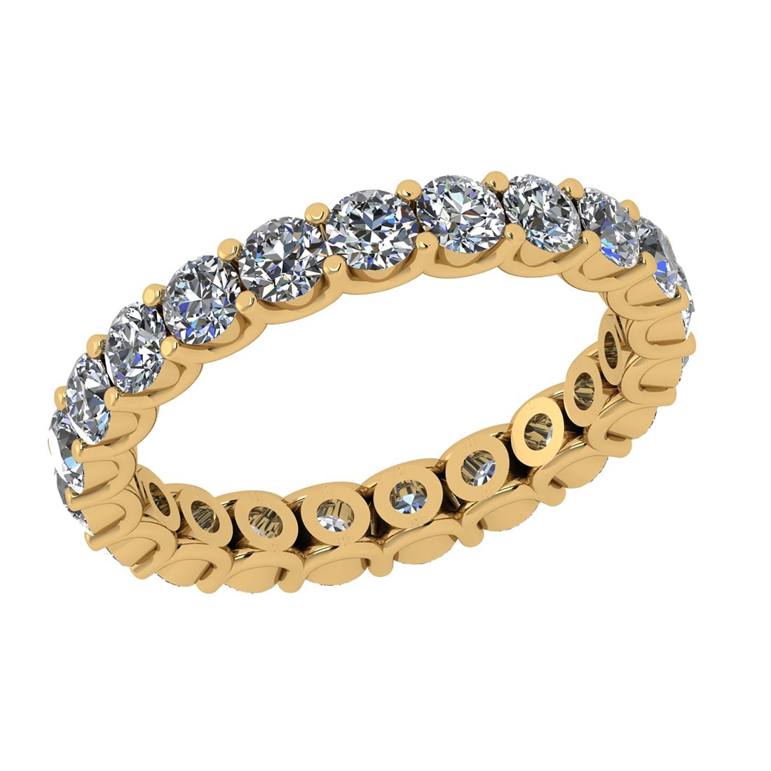 2.50 Ctw Diamond 14k Yellow Gold Eternity Band Ring: Center Diamond Weight : 2.50 Ctw (Round Cut ) Center Diamond Color : J-K Stone Setting : Prong Center Stone Clarity : SI2/I1 Metal Weight : Approx 3.00 Gram 14k Yellow Gold Eternity Band Ring Current
