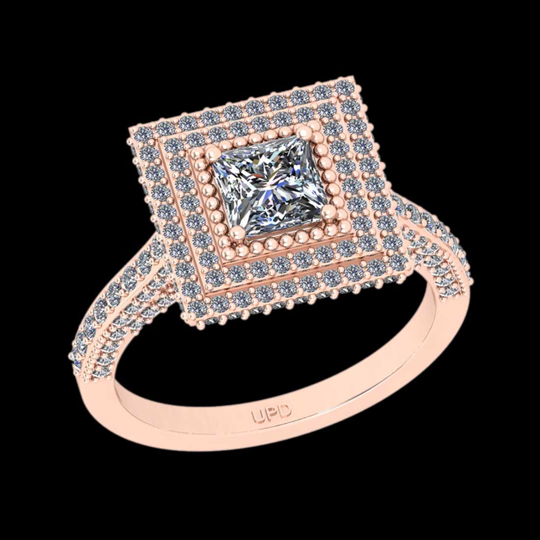 1.63 Ctw VS/SI1 Diamond 14K Rose Gold Engagement Halo Ring: Center Diamond Weight : 0.70 Ctw ( Princess Cut) Center Color :-J-K Center Stone Clarity :- VS/SI1 Center Stone Setting : Prong Side Stone Weight Of Ctw 0.93 Ctw Side Stone Color : J-K Stone Clarity :
