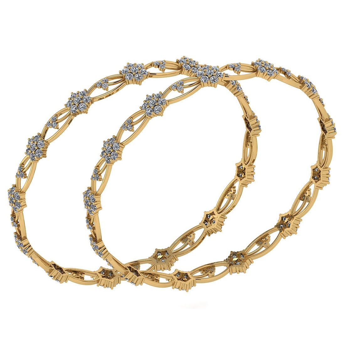 6.55 Ctw SI2/I1 Diamond 10K Yellow Gold Bengals: Center Stone Weight : 6.55 Ctw (Round Cut ) Center Stone Color : J-K Stone Clarity : SI2/I1 Stone Setting : Prong Metal Weight : Approx 18.10 Gram Bengals s Size : 57 mm 2 24 Inches 10K Yellow Gold Be